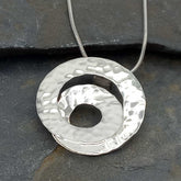 Modern Hammered sterling silver pendant